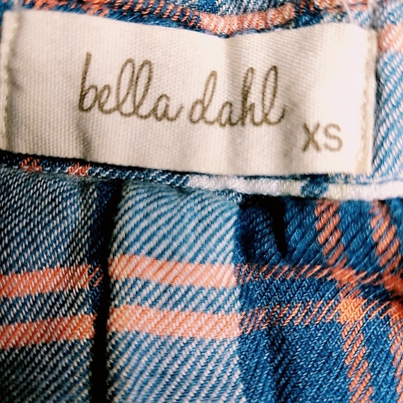 Bella Dahl button down plaid hi low Indigo top - Picture 7 of 8